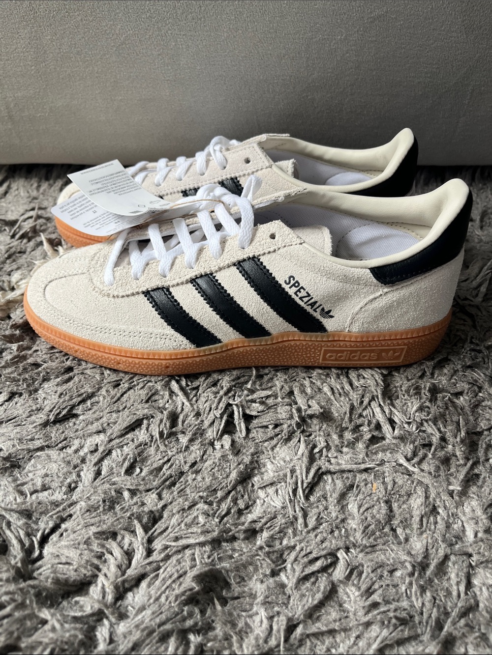 Adidas Handball Spezial. Aluminum. Cream. Black. New. No box. Womens US 6.5.